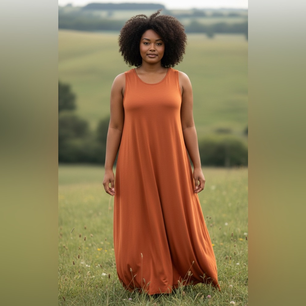 Sleeveless Rust Maxi Dress
New long  T-shirt dress 
3X Cotton‎ Casual - Picture 2 of 5